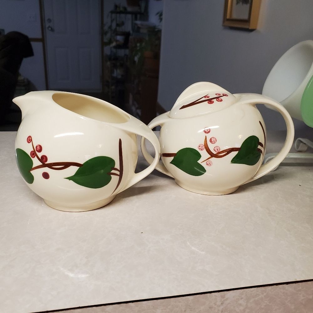 Blue Ridge Southern Potteries Stanhome Ivy Sugar & Creamer Set